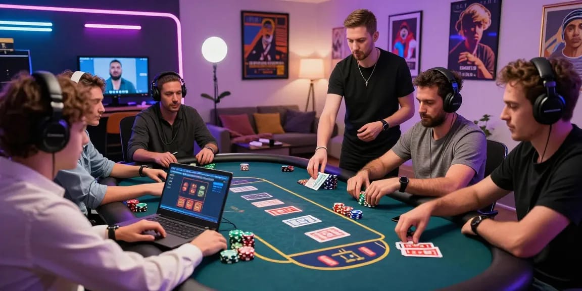 Engaging online gambling scene with lucky77 poker players enjoying a vibrant digital casino experience.