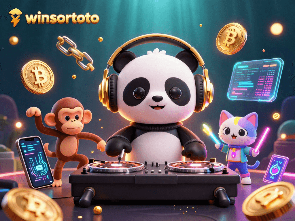 Menangkan permainan slot di winsortoto dengan DJ panda dan suasana ceria penuh koin kripto.
