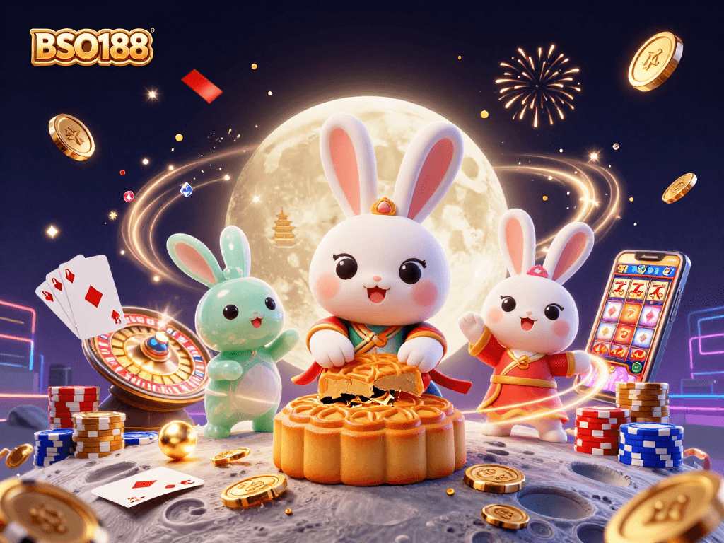 Engage in exciting casino fun with BSO188's vibrant animated scene showcasing games and luck.