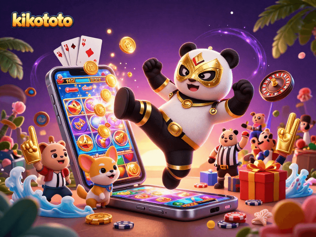 Rasakan keseruan bermain slot gacor di kikototo dengan panda pegulat terbang dan petunjuk kiper.