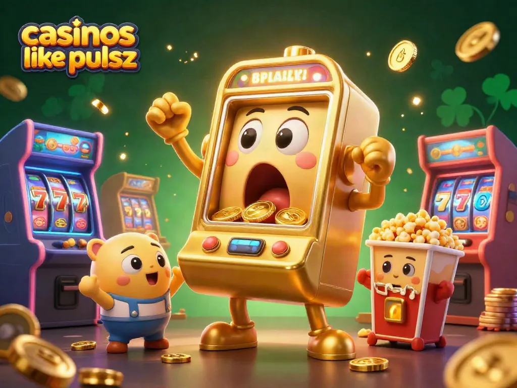 Play and win at casinos like pulsz with vibrant slot machines celebrating jackpots.