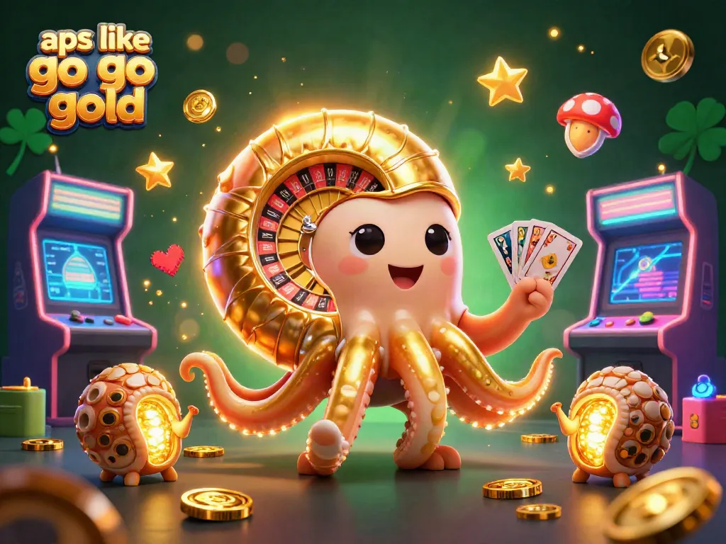 Experience gaming opportunities with apps like go go gold in a vibrant casino setting with colorful 3D elements.