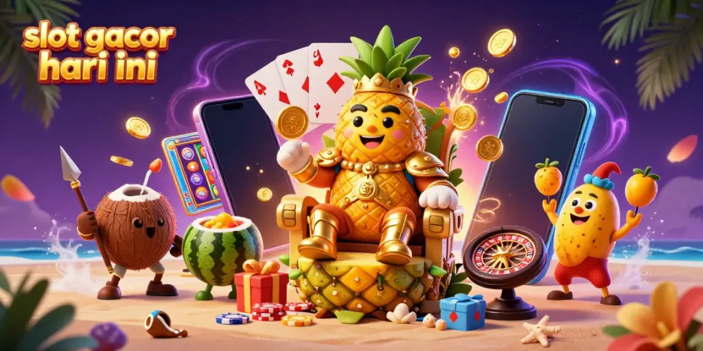 Experience excitement with slot gacor hari ini while enjoying a vibrant 3D casino scene featuring diverse characters and gaming elements.