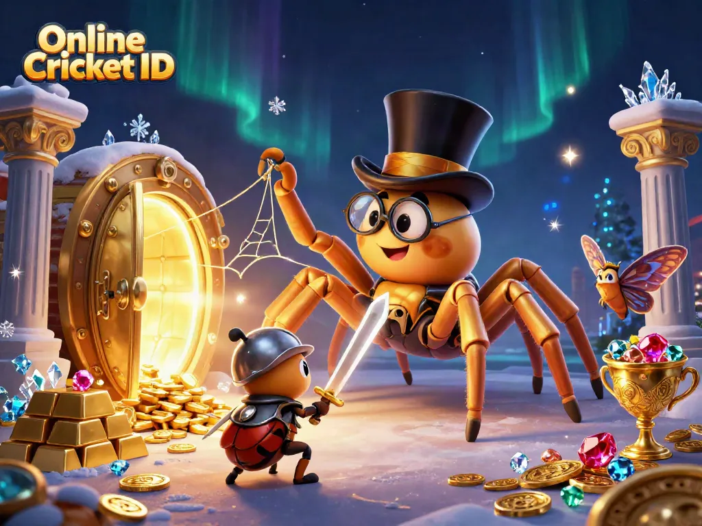 Engage with the exciting world of Online Cricket ID through vibrant illustrations of unique characters and casino elements.