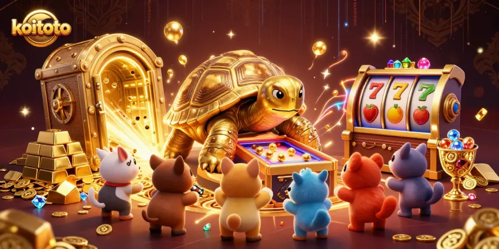 Play exciting games at koitoto, featuring a golden tortoise pinball that dazzles!