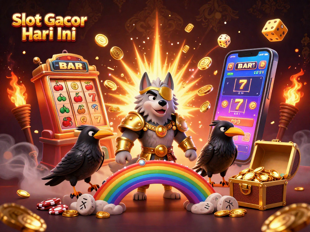 Experience vibrant Slot Gacor Hari Ini excitement through dynamic casino-themed 3D illustration.