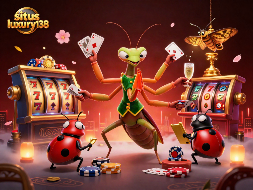 Situs luxury138 menampilkan ilustrasi kasino 3D dengan karakter unik dalam suasana permainan yang menarik dan dinamis