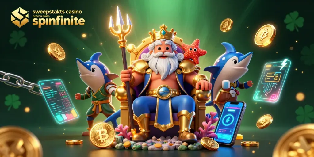 Engage with spinfinite sweepstakes casino promo code, revealing vibrant 3D gaming elements.