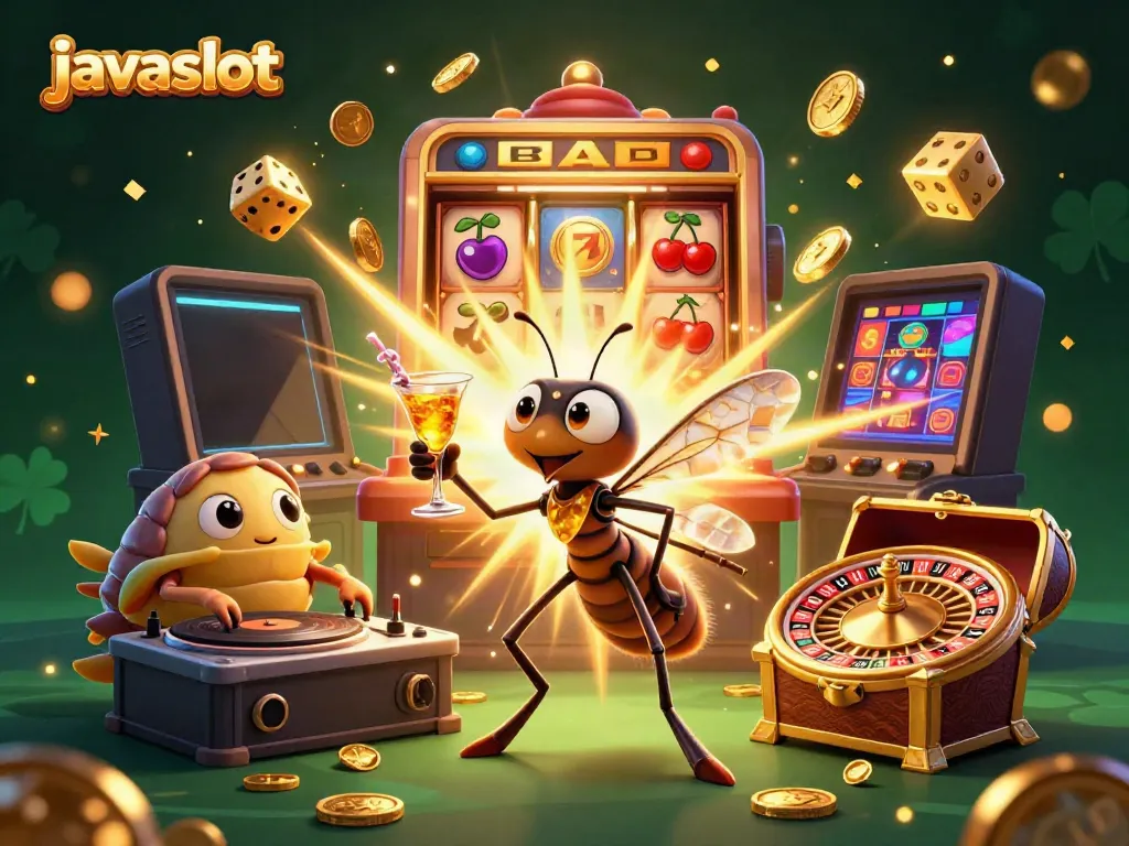 Pemain mendapatkan jackpot di javaslot dengan ilustrasi 3D yang menarik dan penuh warna.