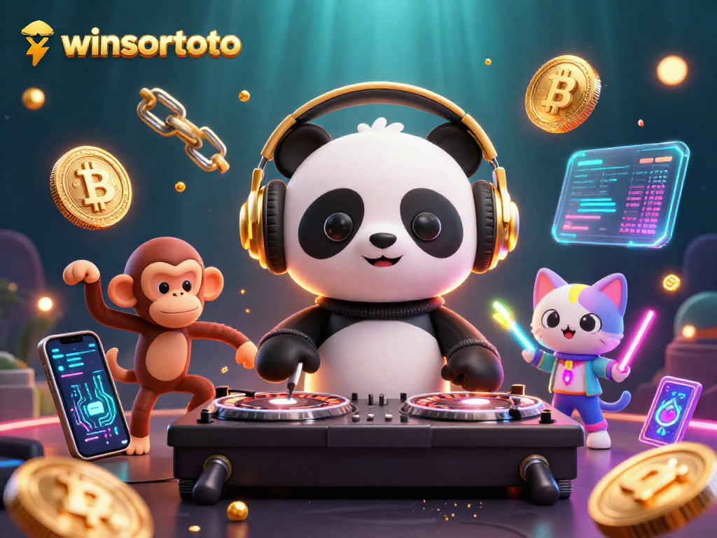 Menangkan permainan slot di winsortoto dengan DJ panda dan suasana ceria penuh koin kripto.