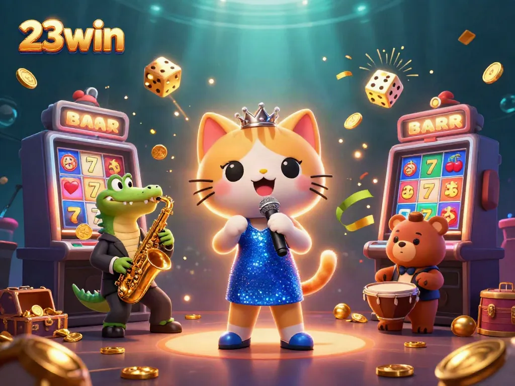 Experience the thrill of 23win with vibrant casino elements and character interactions.
