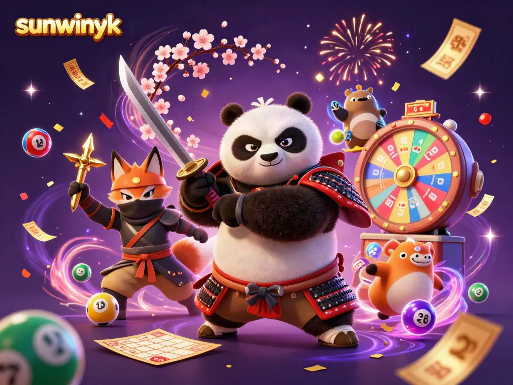 Experience the thrill of sunwinyk casino games with a dynamic samurai panda, ninja fox, and magical tanuki!
