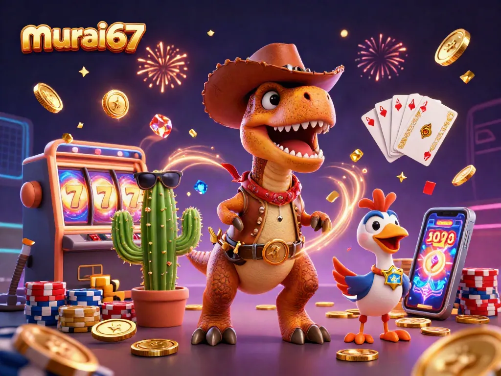 Spin the reels and win big with murai67's vibrant casino scene featuring thrilling elements.