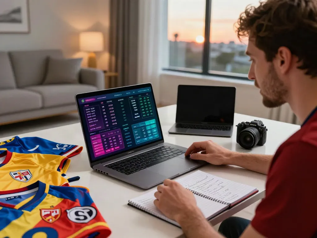 WWBOLA betting scene with live soccer statistics and sports gear, inviting atmosphere.