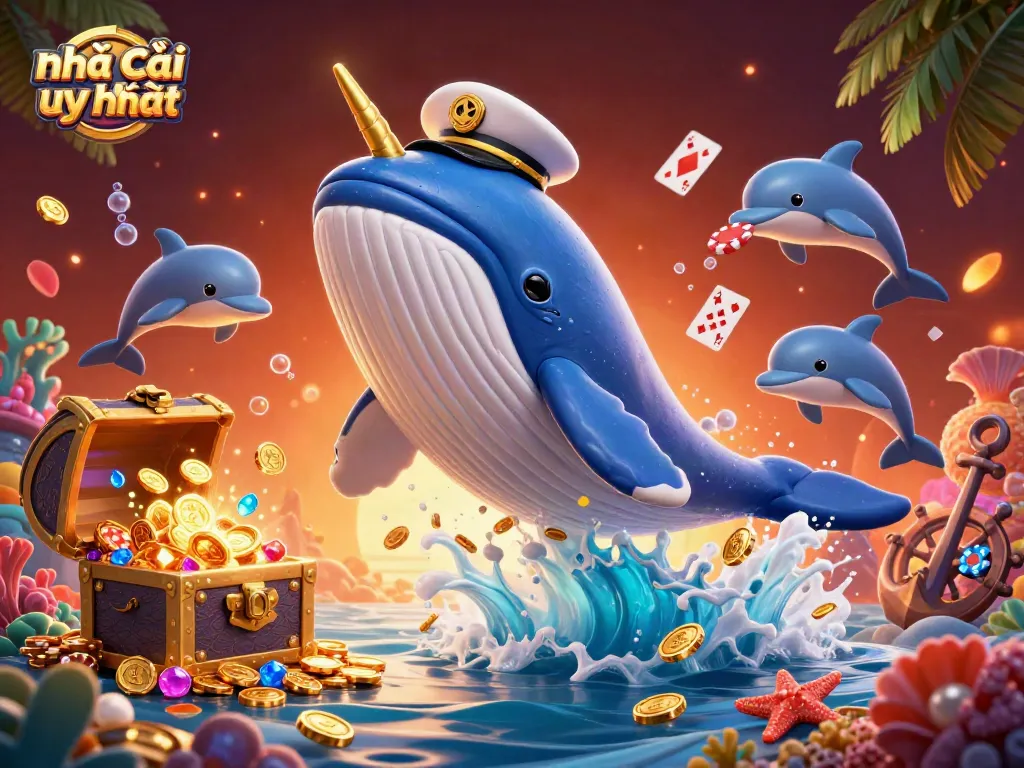 Experience the thrill of Nhà cái uy tín with immersive casino elements in this vibrant 3D illustration.