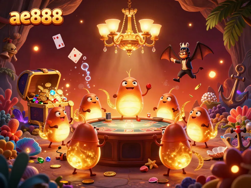 Light up your game with ae888’s vibrant casino scene filled with glowworms and treasures.