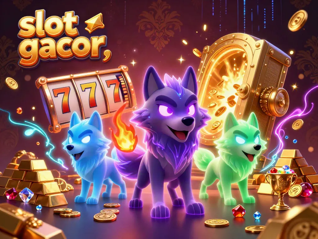 Engage with slot gacor and explore the vibrant 3D scene filled with treasures and mystical wolves.