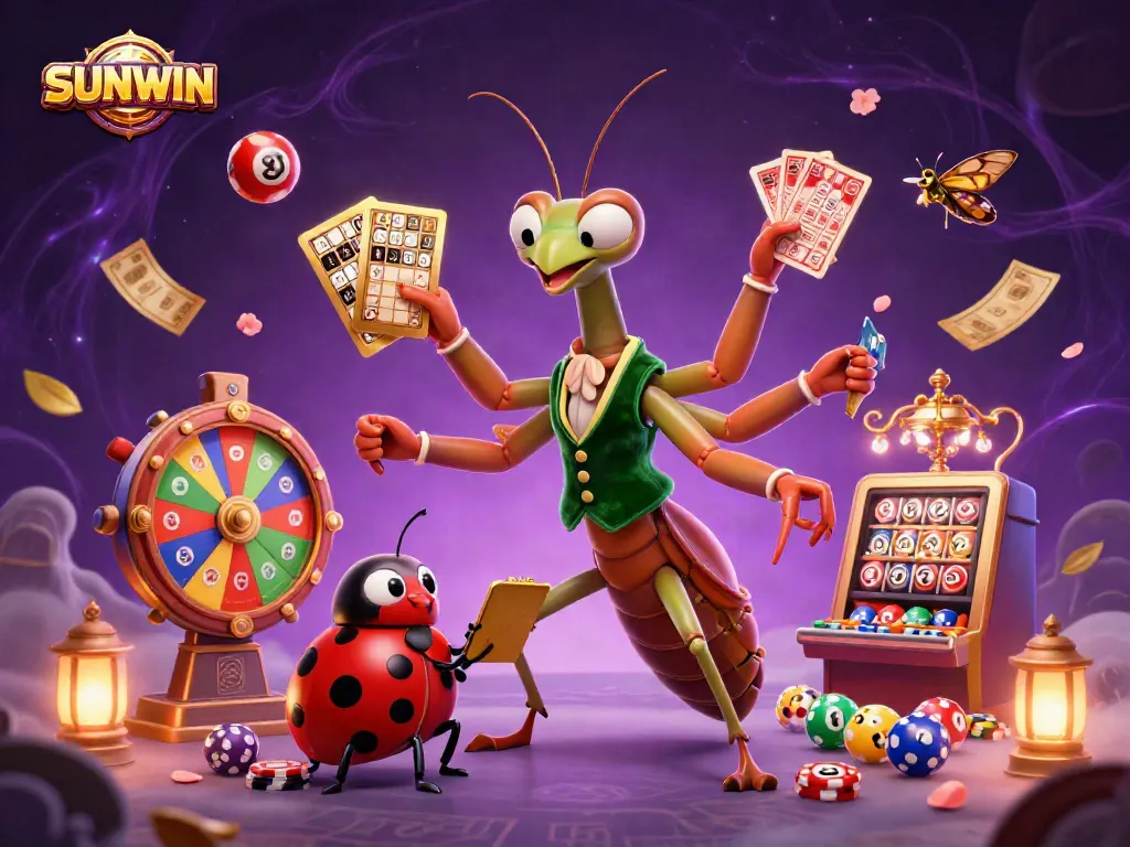 Experience SUNWIN's vibrant casino atmosphere with lively characters and dynamic game elements.
