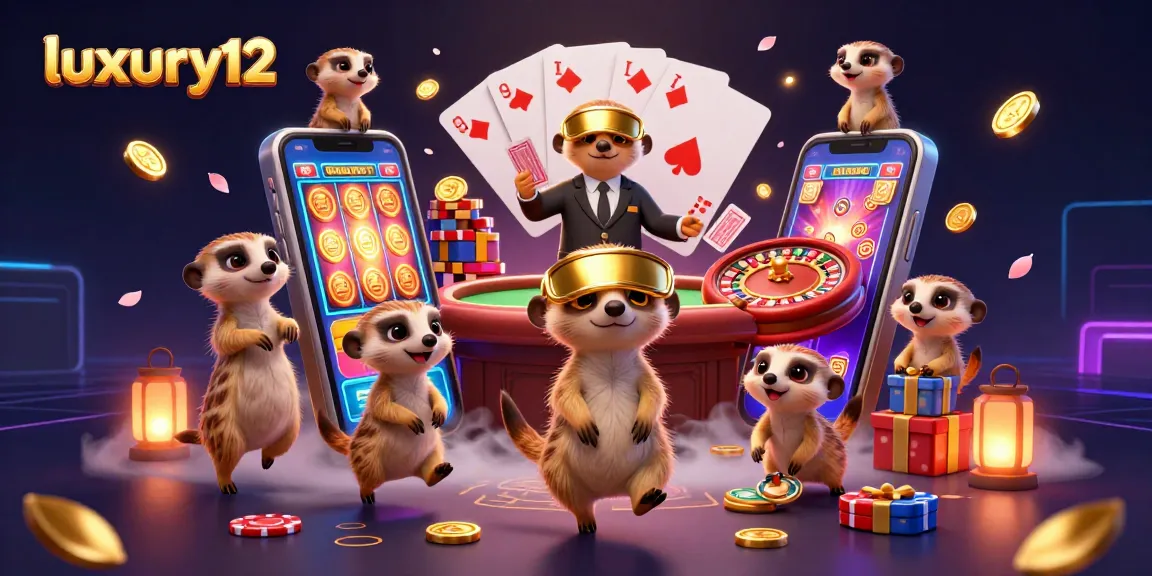 Engage with luxury12's exciting casino scene featuring meerkats in animated card games.