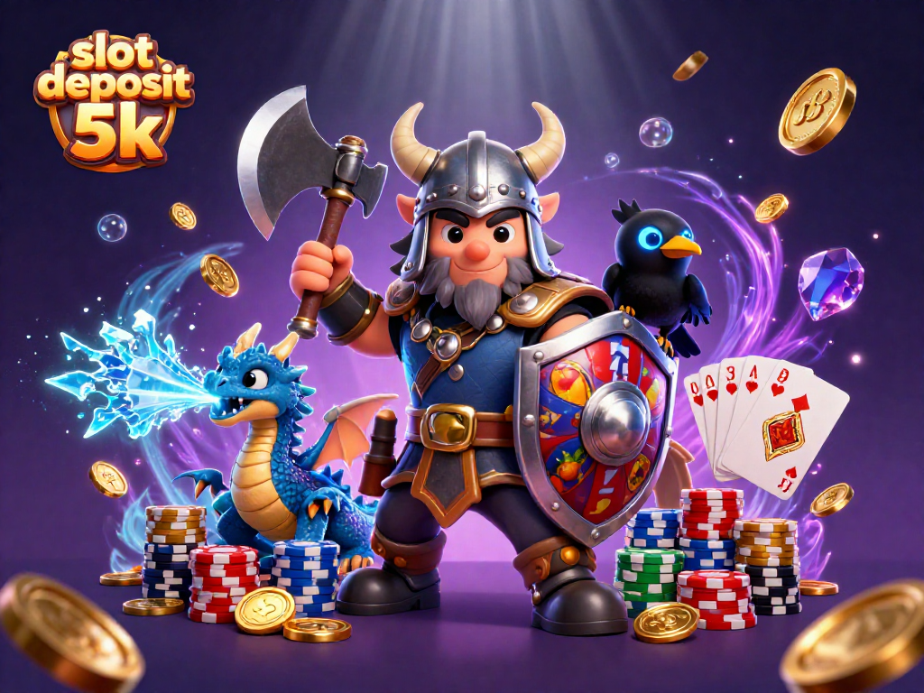 Permainan menarik slot deposit 5k dengan karakter animasi fantastis dan elemen kasino yang dinamis.
