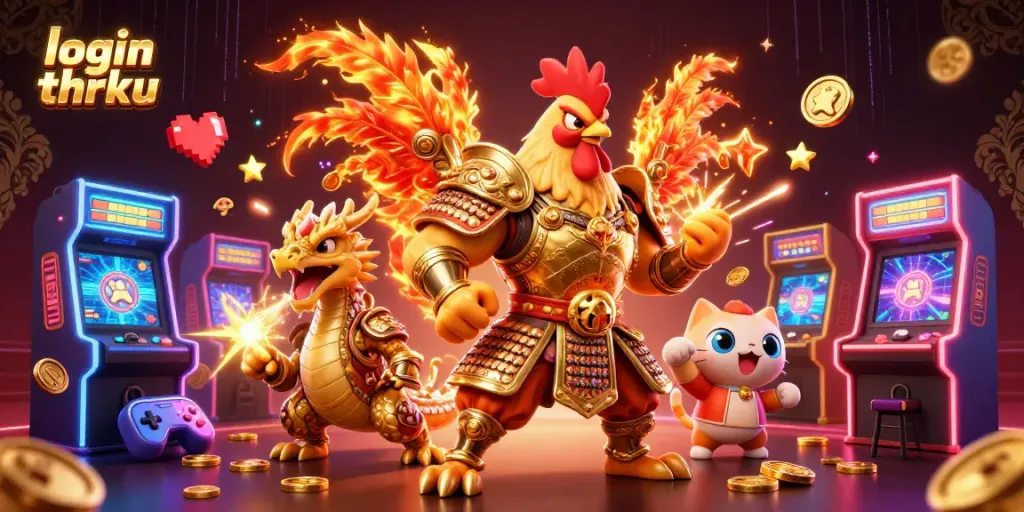 Engage with the thrilling world of login thrku through an epic casino adventure illustration.