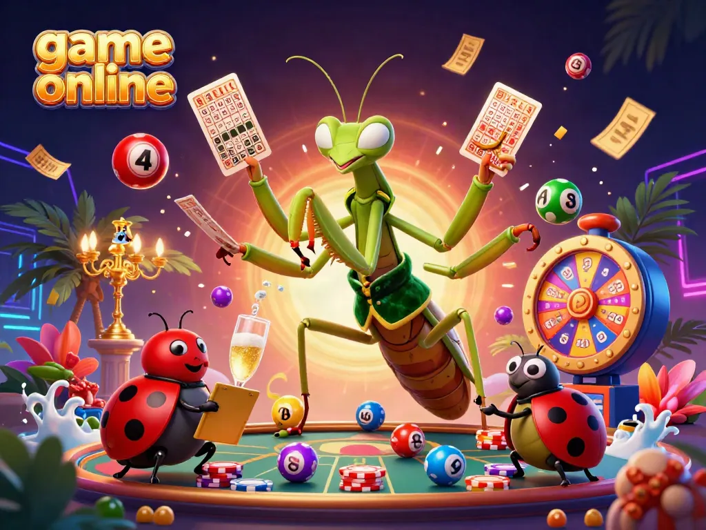 Engage in thrilling moments with our giant mantis casino dealer in vibrant game online atmosphere.