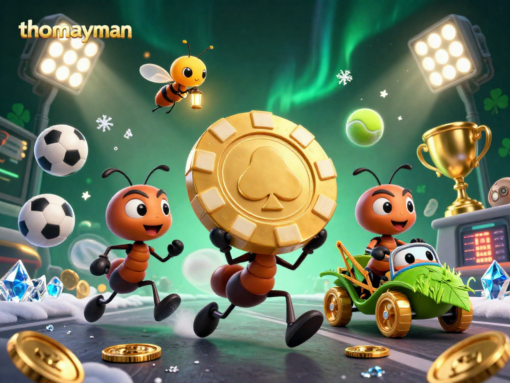 Engage with thomayman by witnessing ants on a heist for a colossal poker chip amid dynamic gambling elements