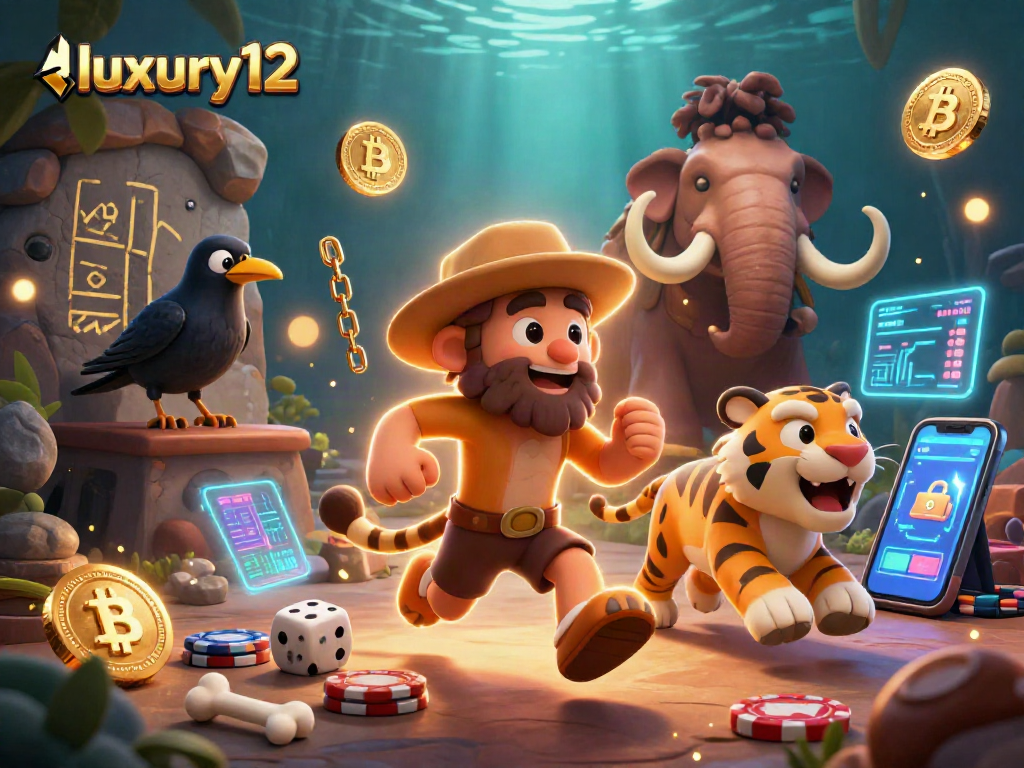 Engage with luxury12 at a vibrant prehistoric casino featuring Bitcoin and Ethereum elements.