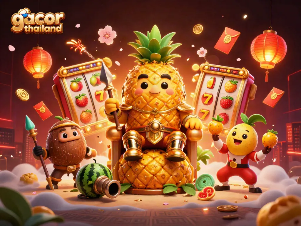 Experience the thrill of slot gacor Thailand with a vibrant casino scene featuring animated characters.